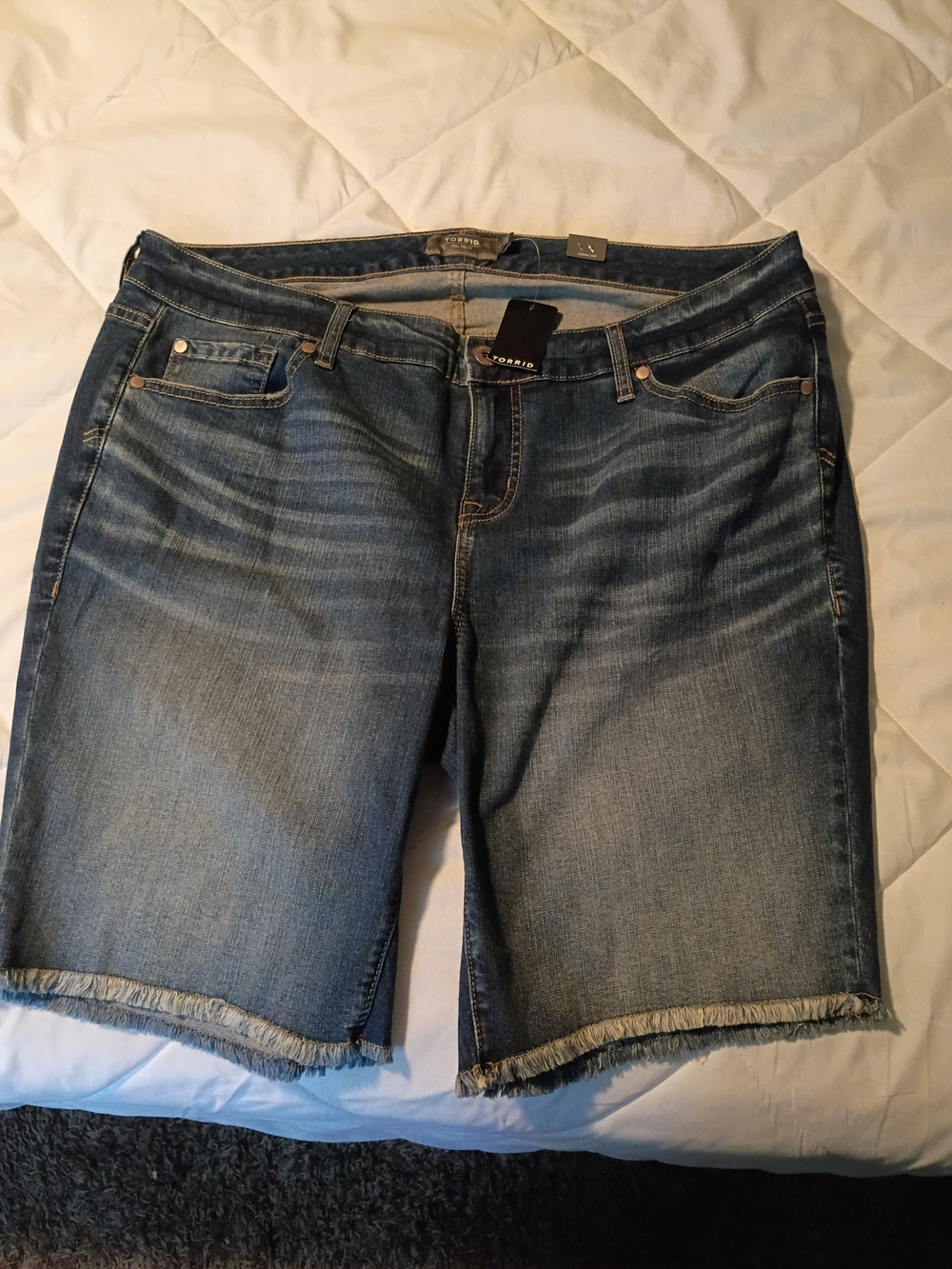 torrid Blue Denim Bermuda Shorts with Raw Frayed Hem Sz. 18 Women's Plus Size